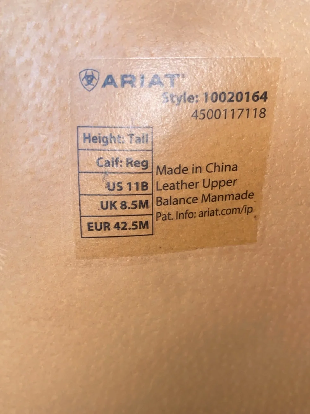 Ariat heritage contour size 11